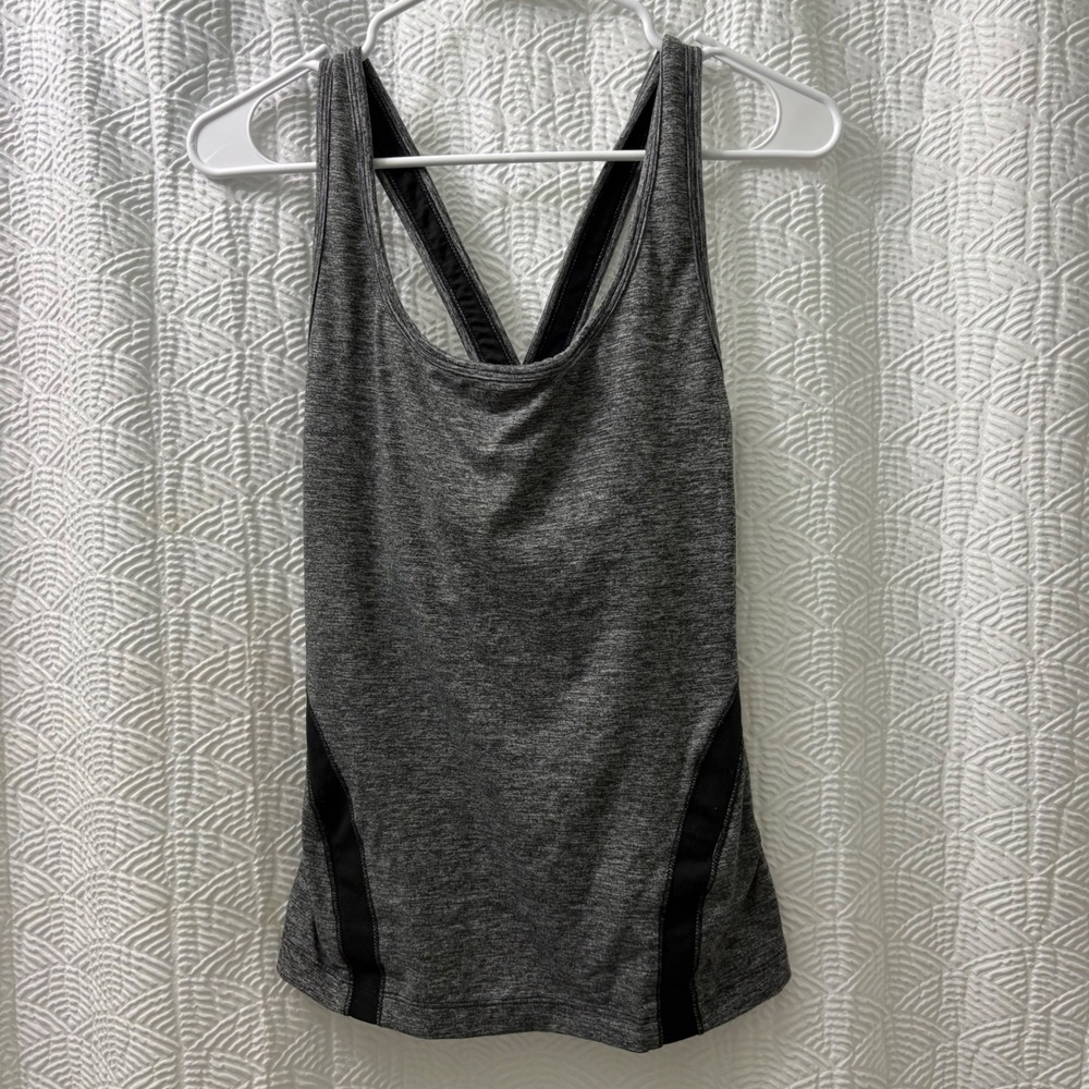 Hard Tail Forever Tank Top Athletic Racerback Gray‎ Black Trim Size L